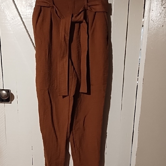 a new day Pants - A New Day Lime New Women's Brown Tie-Waist Pants Size Small, Elastic Waist.